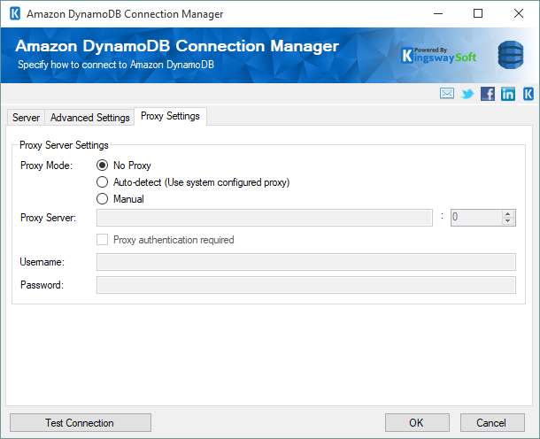 SSIS DynamoDB Connection Manager - Proxy Settings